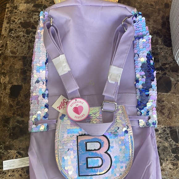 ❣️RARE❣️Justice Mermaid Flip Sequin Mini Rucksack Backpack❣️Initial “J” - Picture 7 of 9